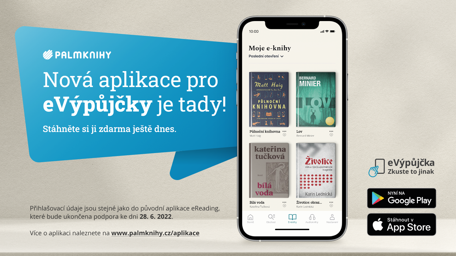 Leták k nové aplikaci Palmknihy.cz