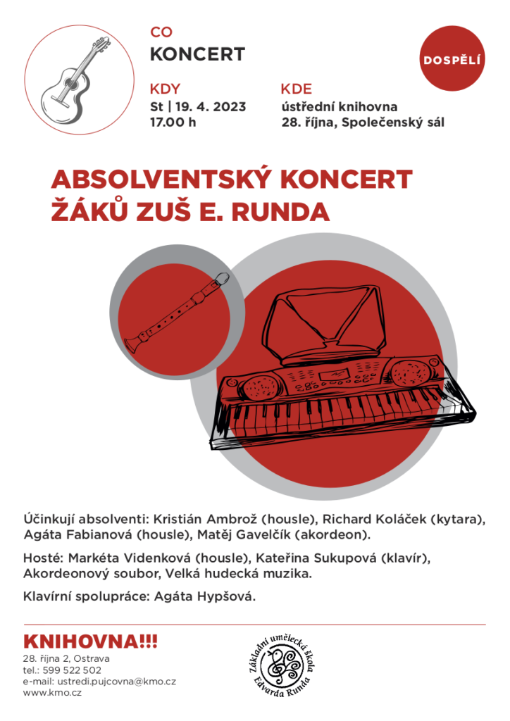 Plakát k absolventskému koncertu ZUŠ E. Runda