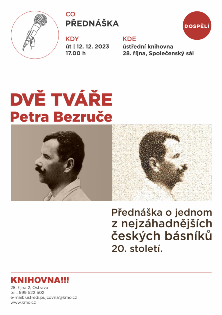 Leták k přednášce o Petru Bezručovi