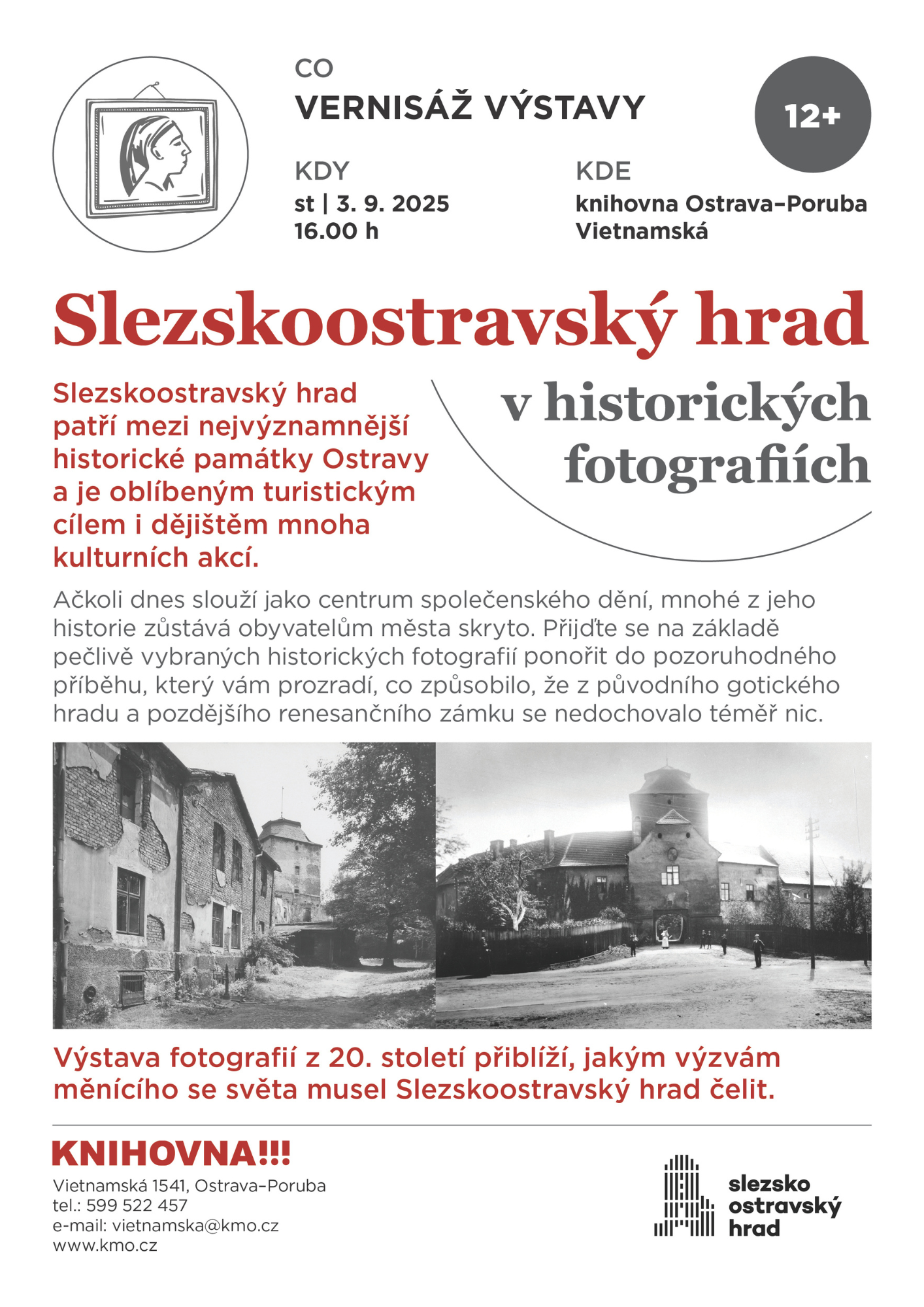 plakát k výstavě a vernisáži o Slezskoostravském hradu