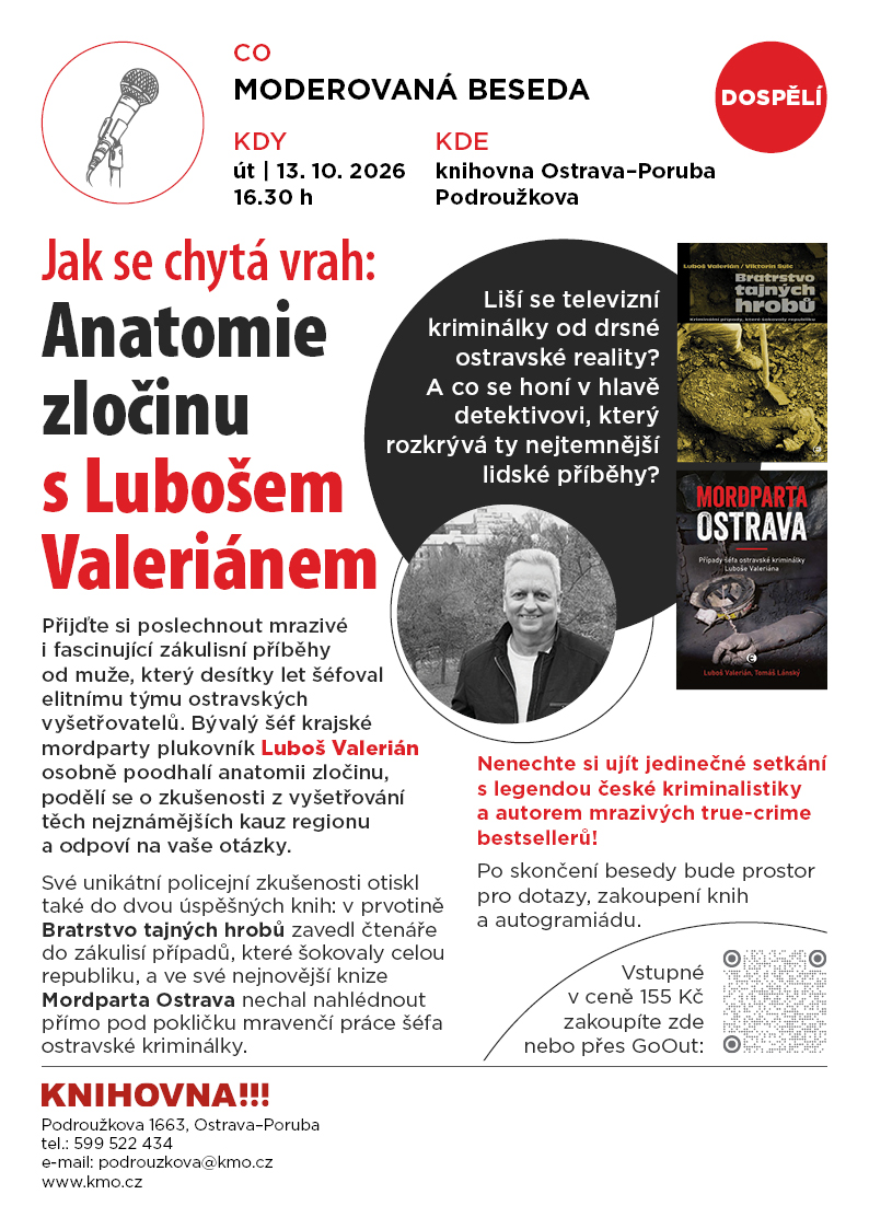 plakát k besedě s panem Lubošem Valeriánem